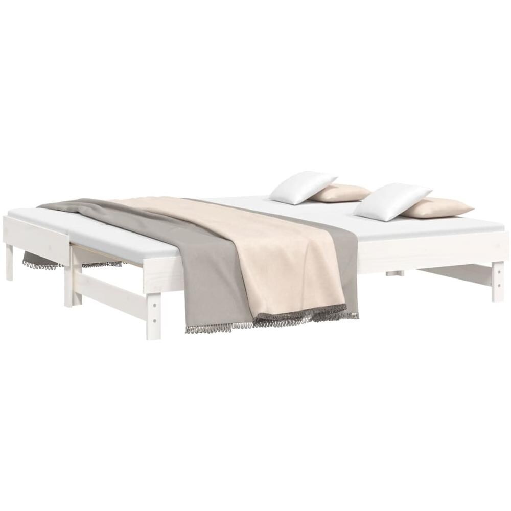 Dormeuse Estraibile Bianca 2x (75x190) Cm Legno Massello Di Pino - Foto 3