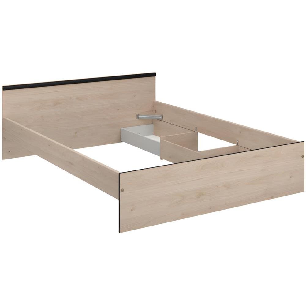 Letto Con Vani Portaoggetti, 2 Cassetti E 1 Nicchia 140 X 190 Cm Colore Naturale - Pablo - Foto 11