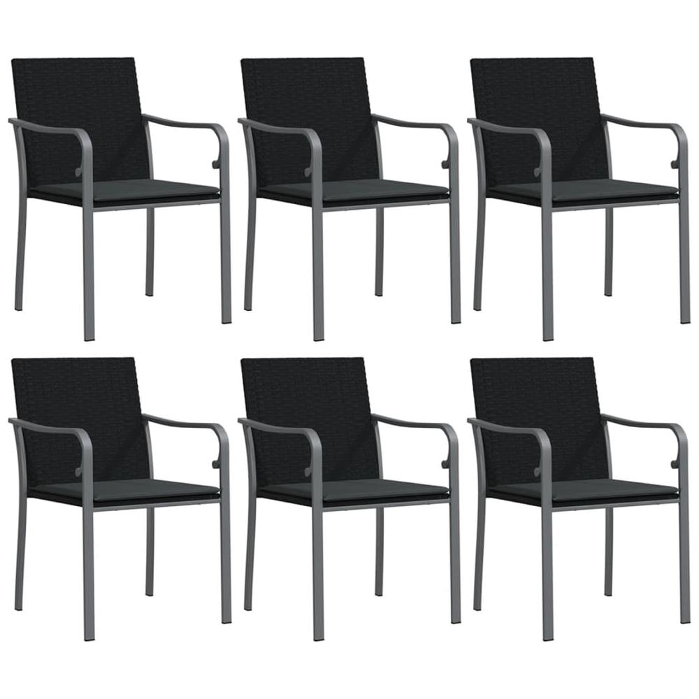 Sedie Da Giardino Con Cuscini 6pz Neri 56x59x84cm In Polyrattan - Foto 2