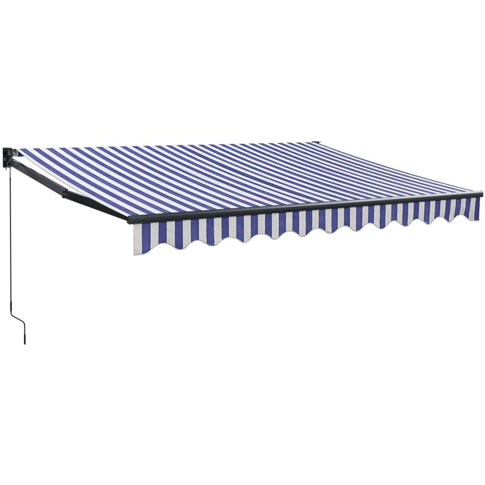 Tenda Sole Retrattile Blu E Bianca 3,5x2,5m Tessuto E Alluminio - Foto 1