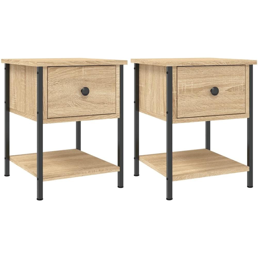 Comodini 2 Pz Rovere Sonoma 34x35,5x45 Cm In Legno Multistrato - Foto 1