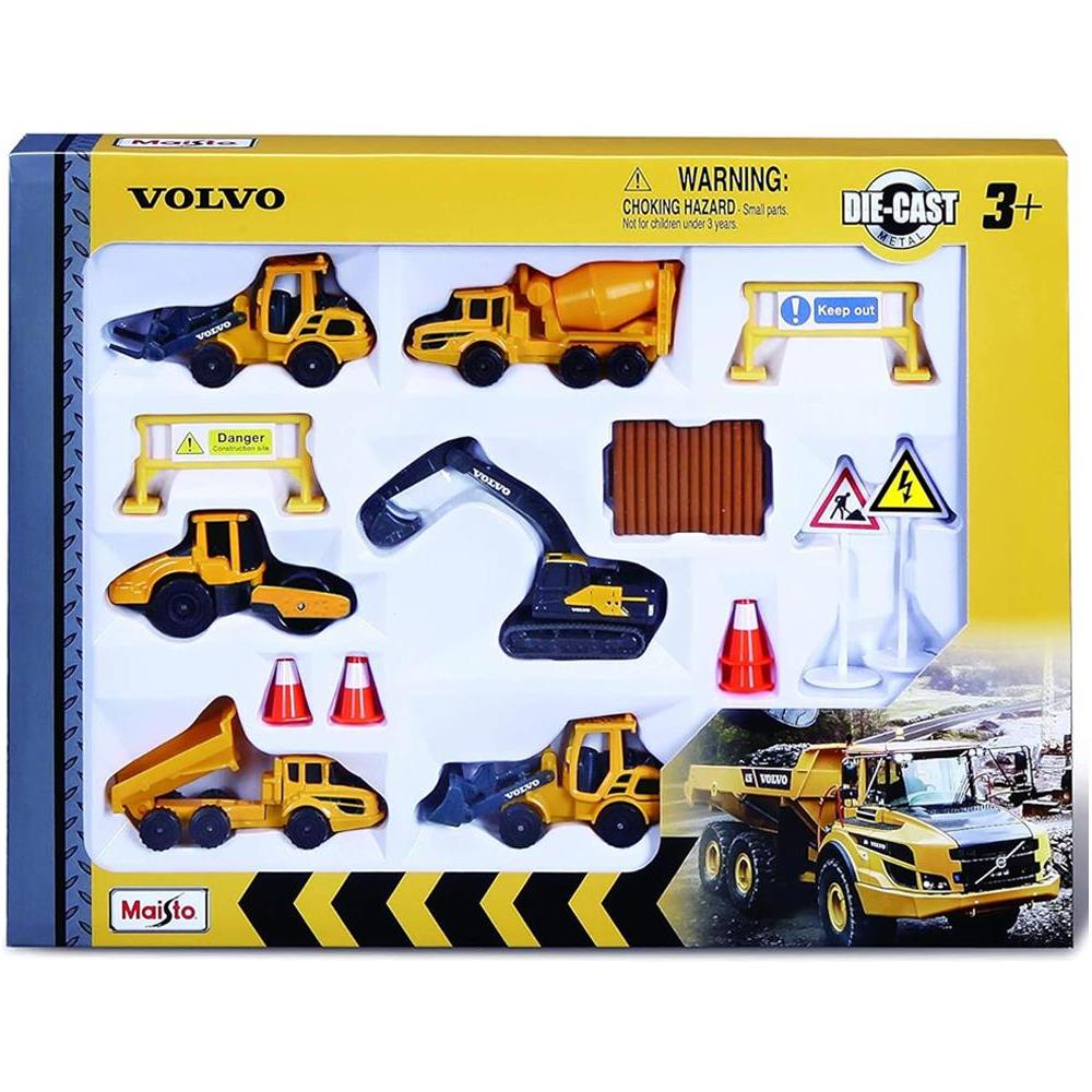 Volvo Set da 6 Pezzi Macchine da Costruzione con Accessori da Cantiere - Foto 1