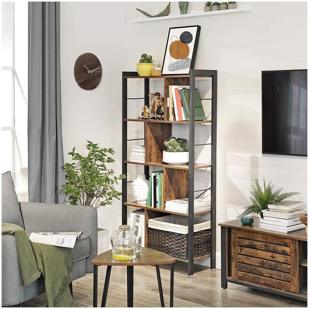 Libreria LBC12BX in metallo marrone rustico a 5 ripiani - Foto 8