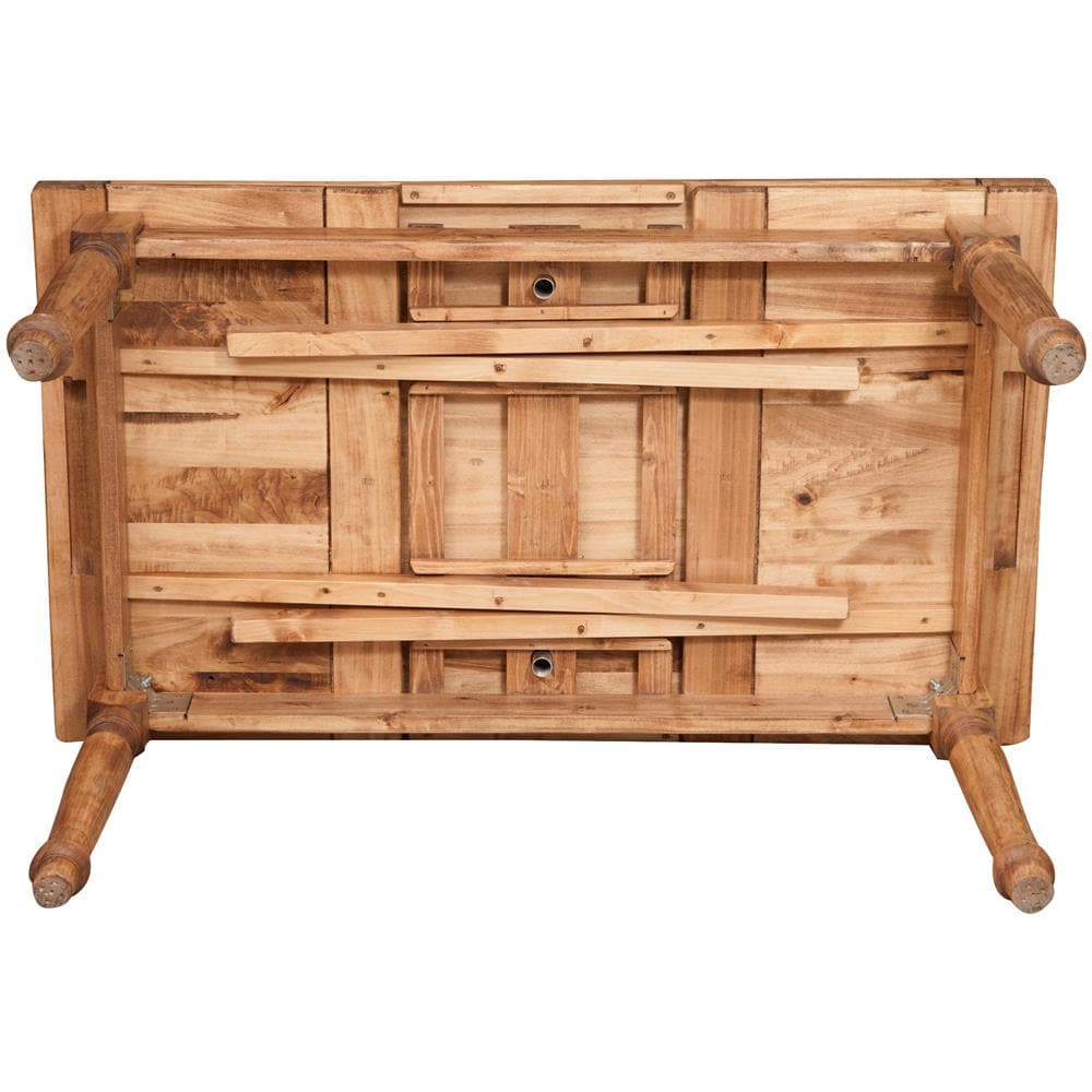 Tavolo Allungabile Country In Legno Massello Di Tiglio Finitura Naturale 140x80x80 Cm - Foto 2