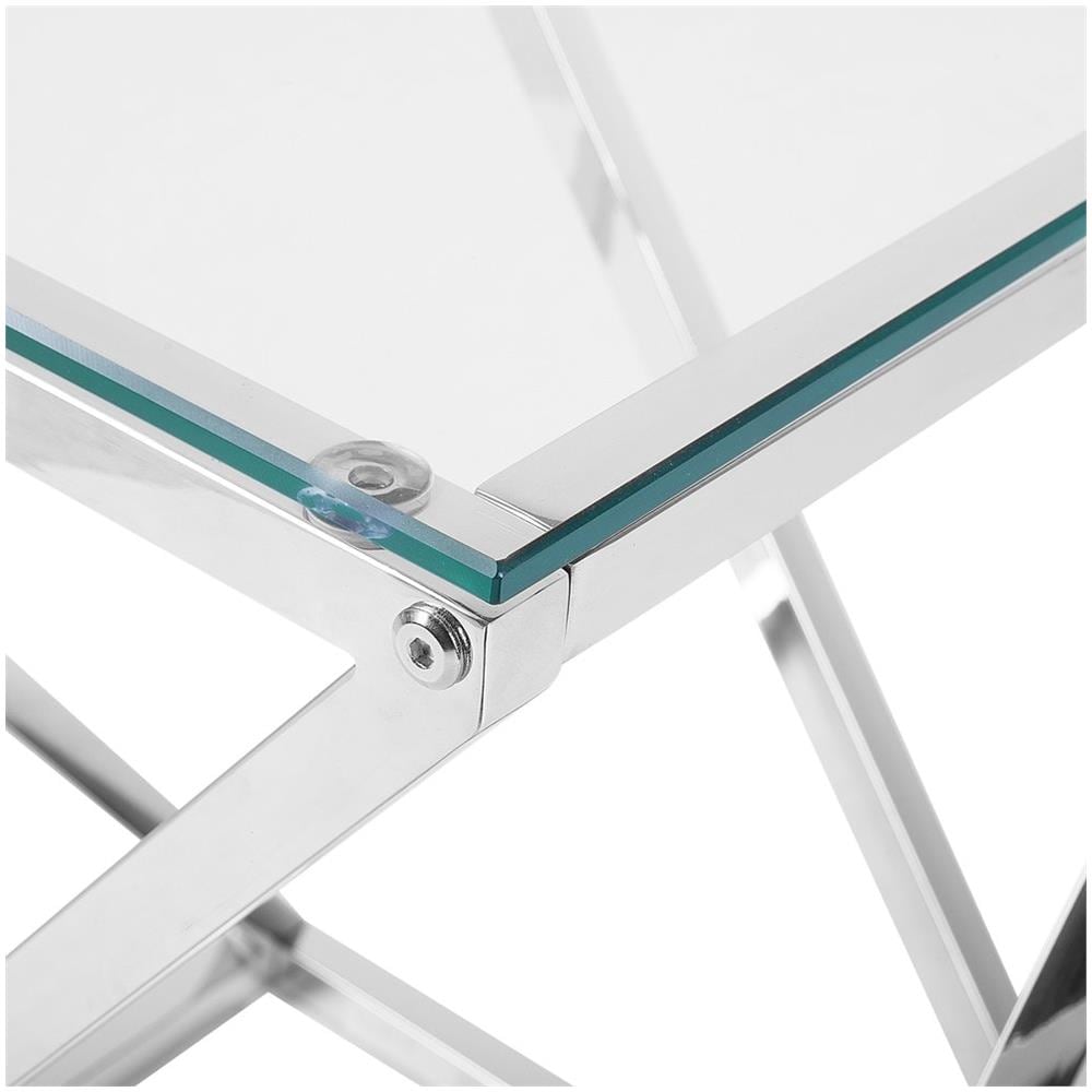 Tavolino Di Servizio In Vetro Argento Beverly - Foto 2