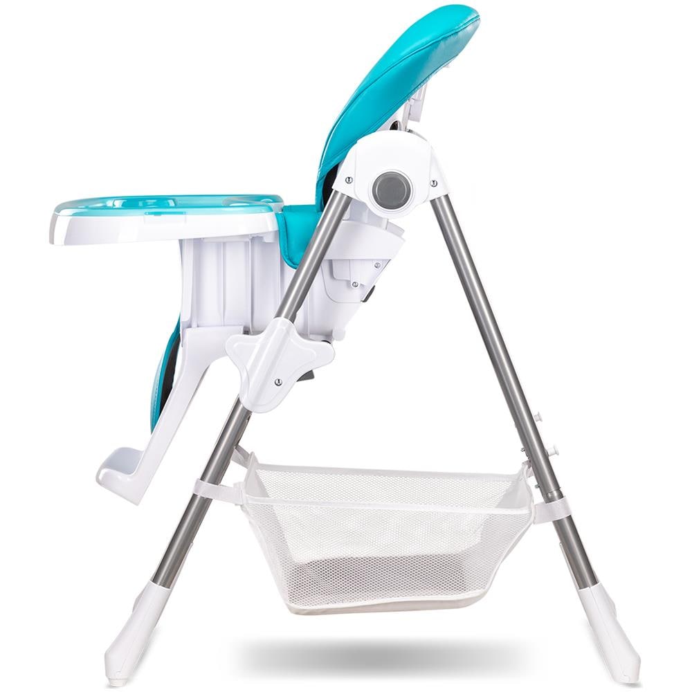 Linn Plus Seggiolone Pappa Compatto Reclinabile Regolabile E Pieghevole Con Vassoio Staccabile Cinture A 5 Punti Con Cuscino Riduttore E Ruote Fino 15 Kg (turchese) - Foto 2