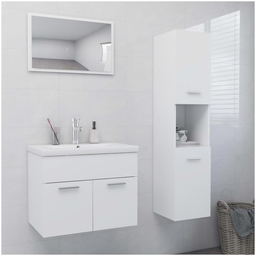 Set Mobili da Bagno Bianco in Truciolato - Foto 1