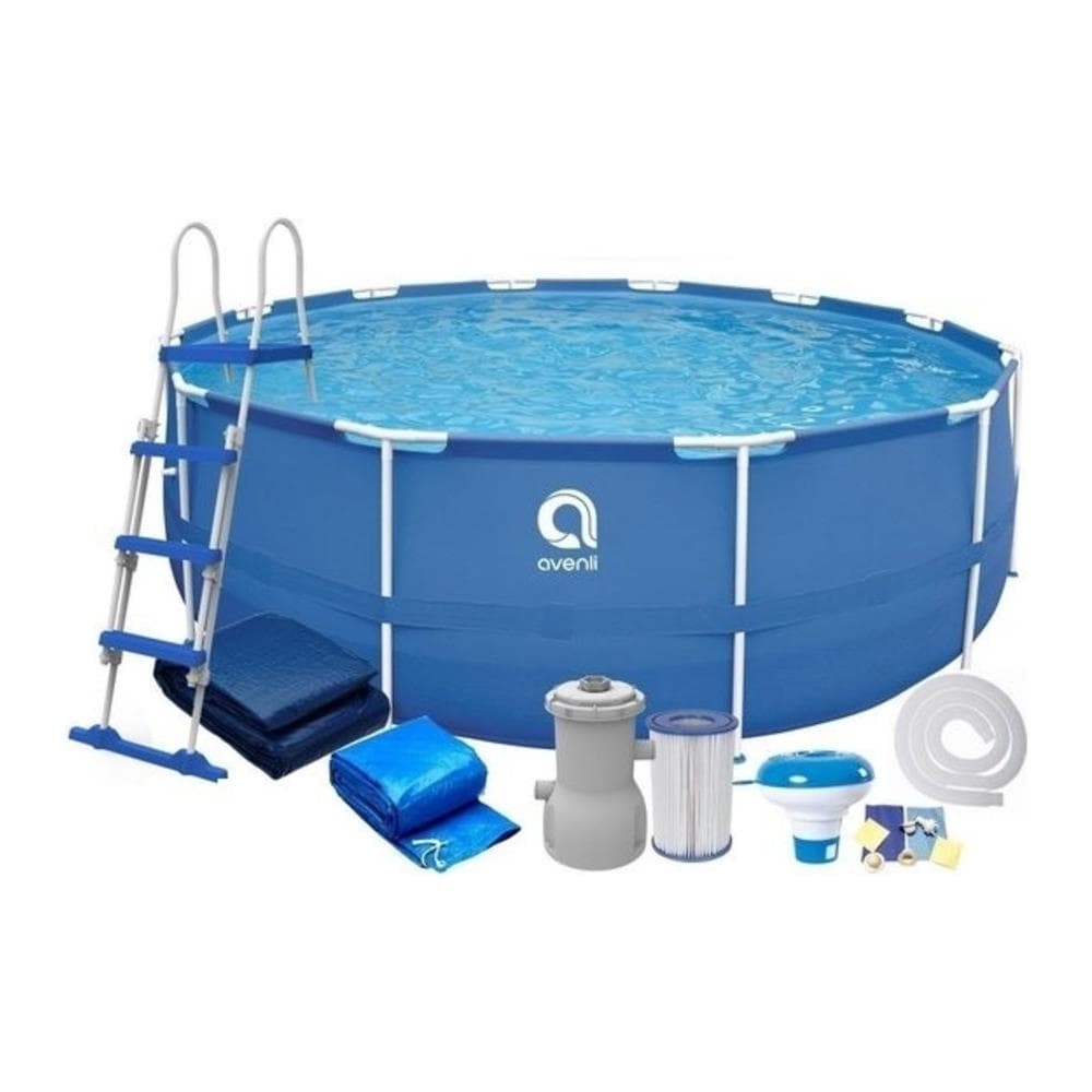 Xxl Piscina 450x122 Cm - Con Filtri & Pompa - Con Copertura - Con Scala - Blu - Set-up Piscina - Foto 1