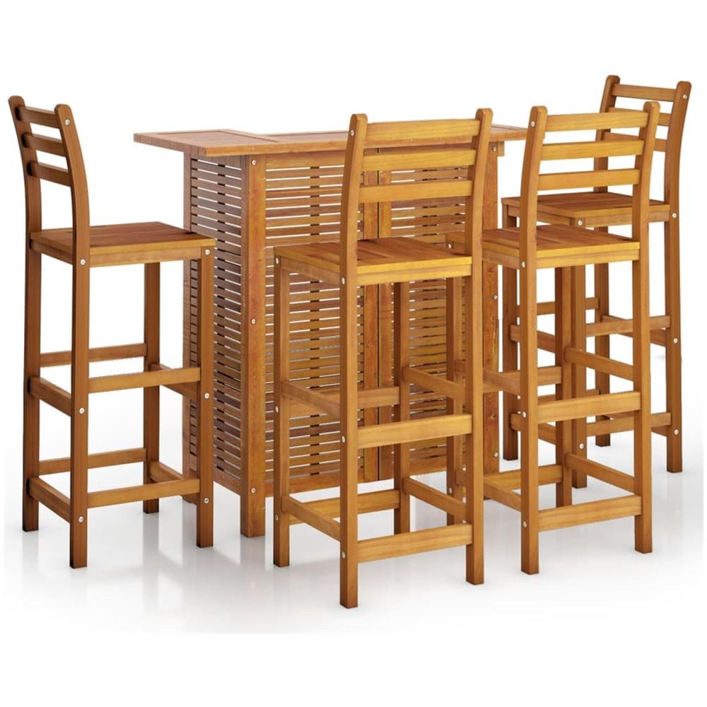 Set Da Bar Per Giardino 5 Pz In Legno Massello Di Acacia - Foto 1