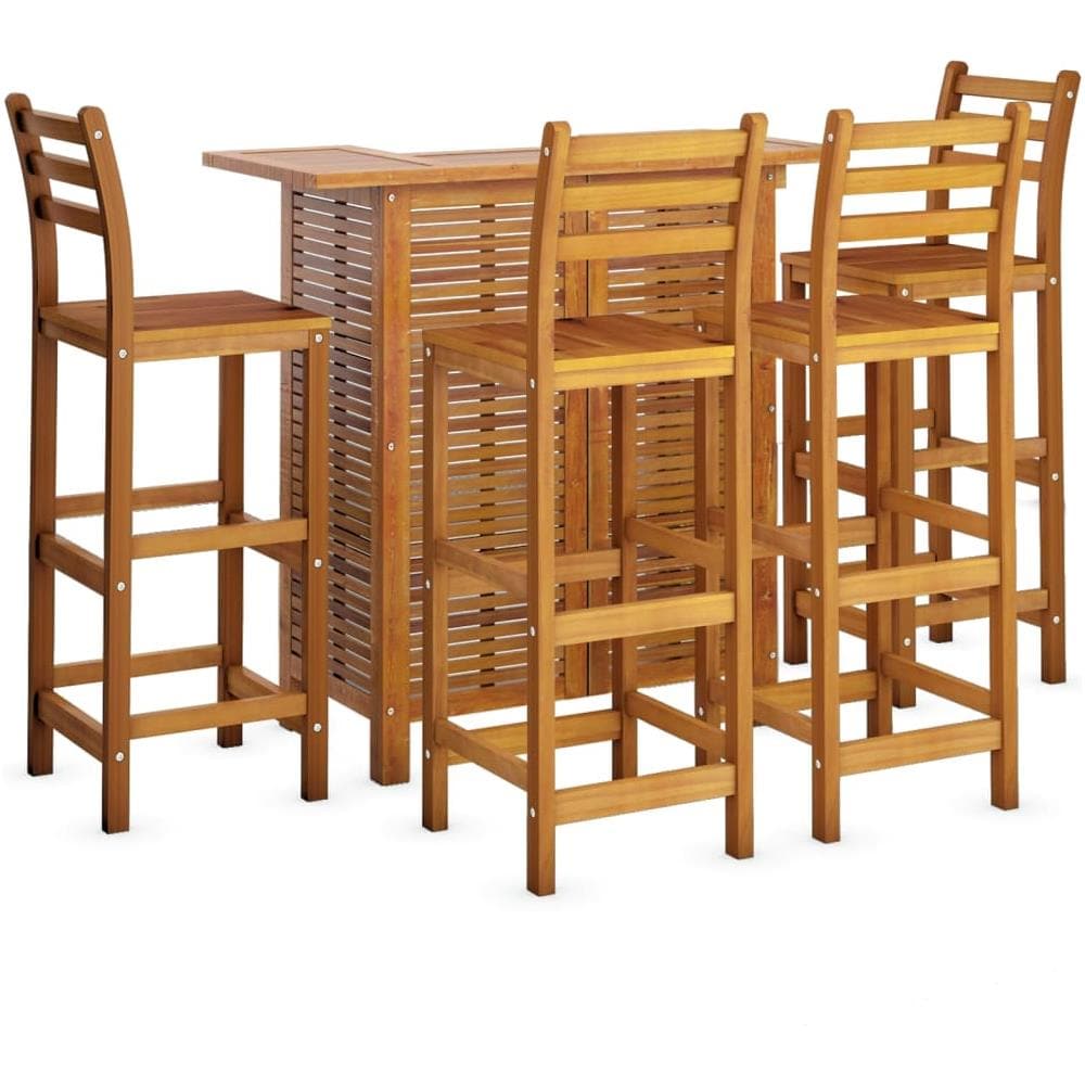Set Da Bar Per Giardino 5 Pz In Legno Massello Di Acacia - Foto 2