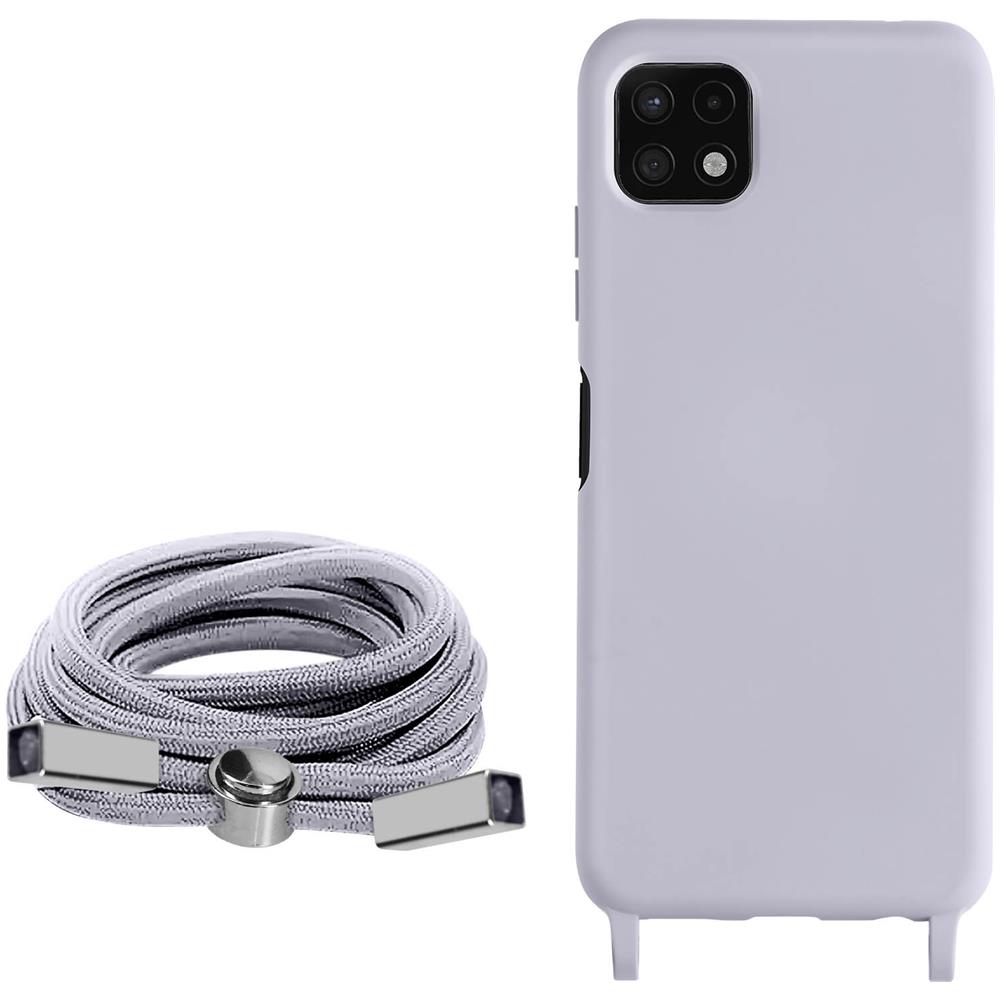 Cover Semirigida Per Samsung Galaxy A22 5g Cordino Nylon 80 Cm Viola Chiaro - Foto 2