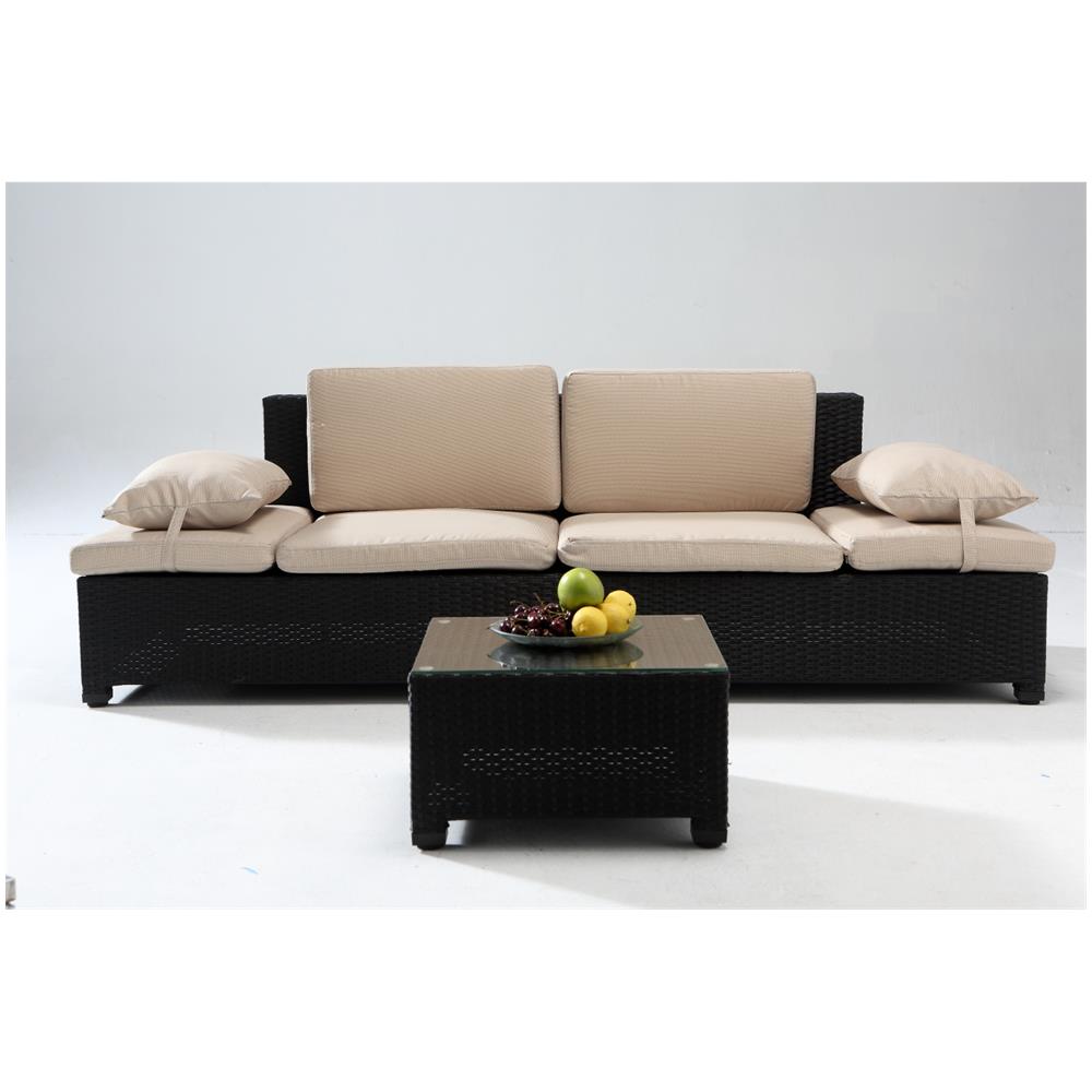 Salotto Da Giardino In Resina Intrecciata Ecru/nero Corfou - Foto 2