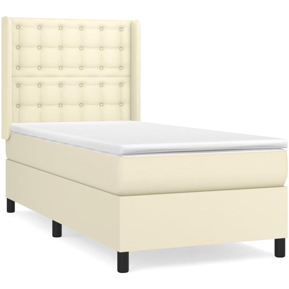 Giroletto A Molle Con Materasso Crema 90x200 Cm In Similpelle - Foto 2