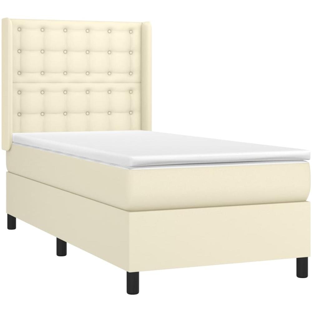 Giroletto A Molle Con Materasso Crema 90x200 Cm In Similpelle - Foto 3