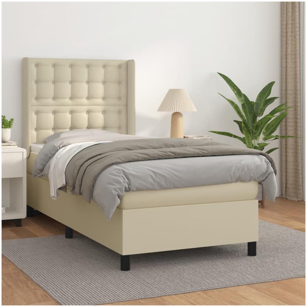 Giroletto A Molle Con Materasso Crema 90x200 Cm In Similpelle - Foto 1