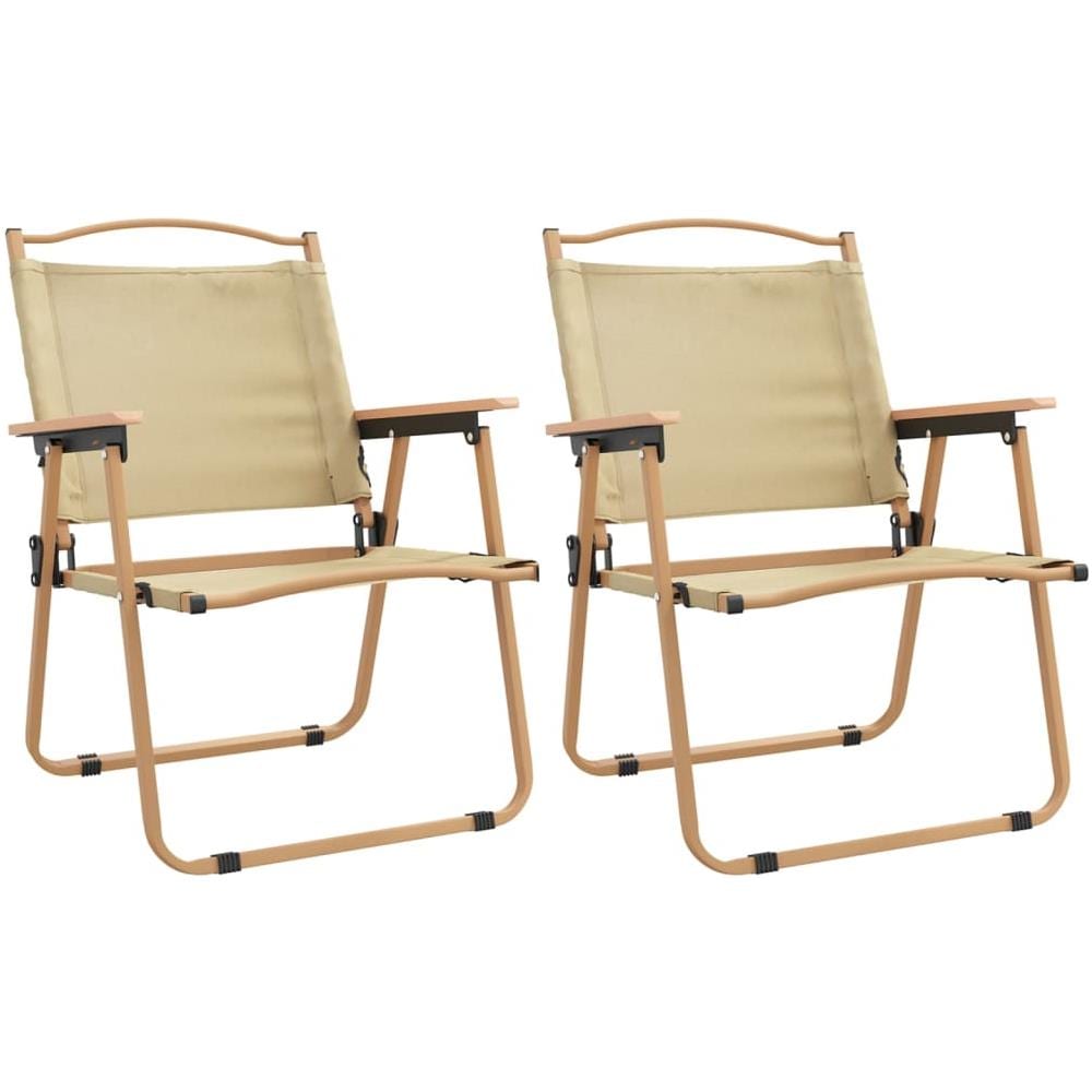 Sedie Da Campeggio 2 Pz Beige 54x55x78 Cm Tessuto Oxford - Foto 2