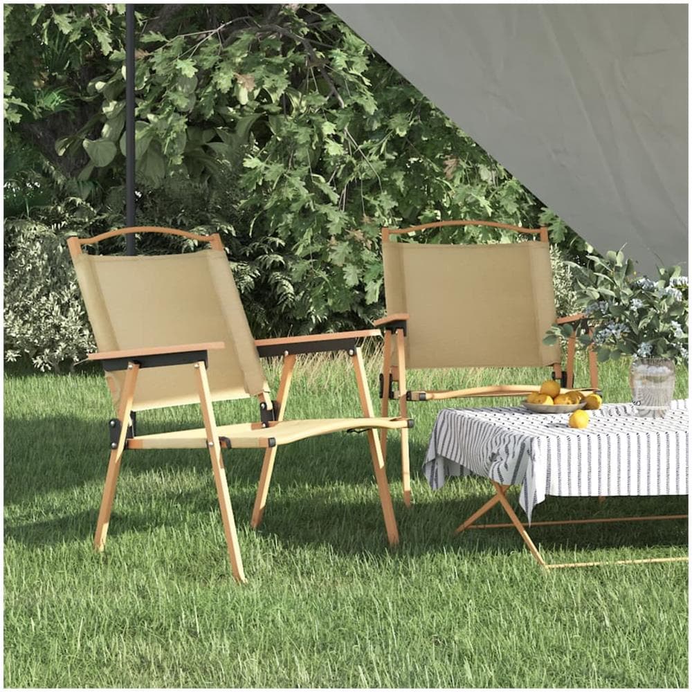 Sedie Da Campeggio 2 Pz Beige 54x55x78 Cm Tessuto Oxford - Foto 1