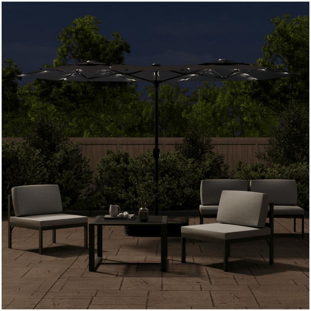 Ombrellone A Doppia Testa Con Led Nero 316x240 Cm - Foto 3