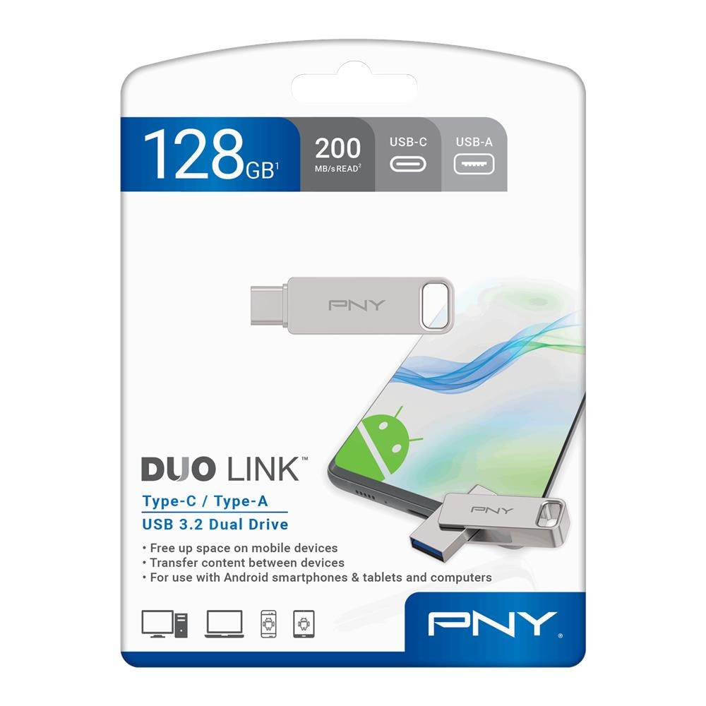 Chiavetta USB 128 GB DUO LINK USB Tipo A / Tipo C 3.2 Gen 1 Colore Acciaio inossidabile - Foto 3