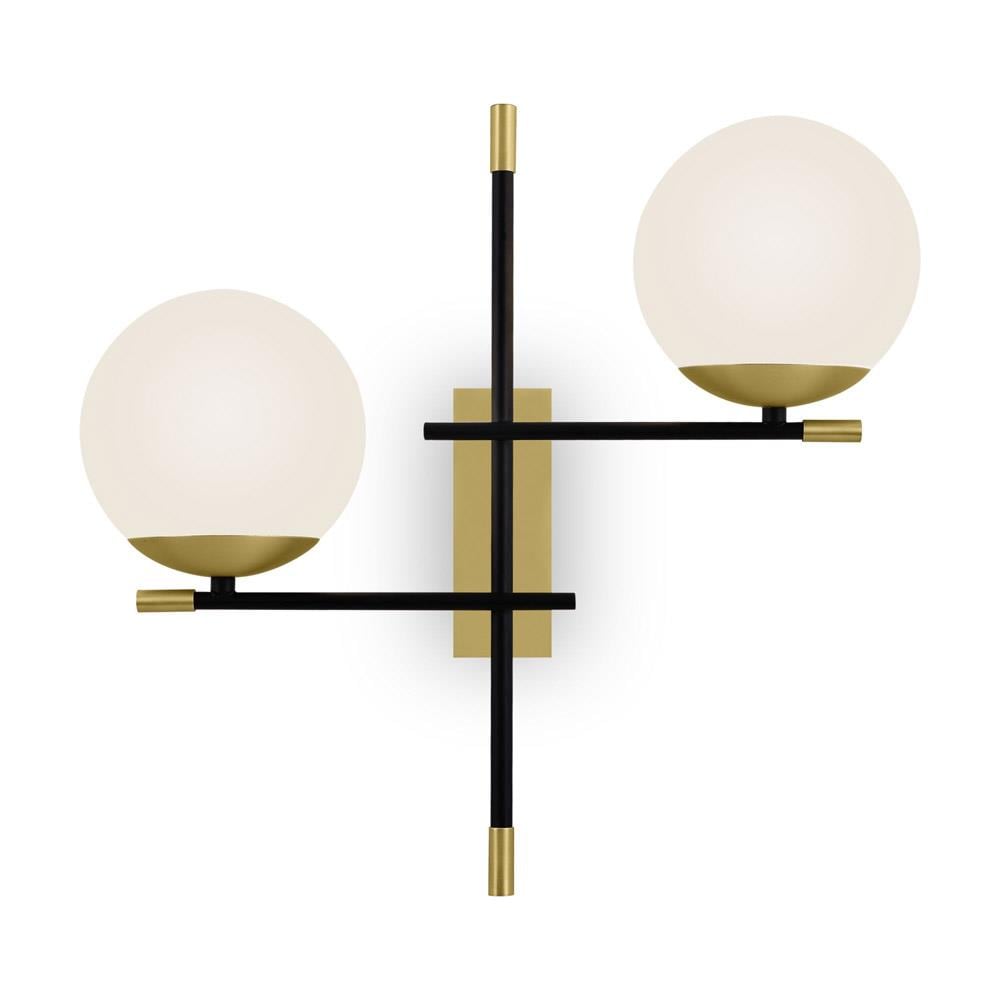 Applique Contemporanea Nostalgia Metallo Oro 2 Luci Diffusori Bianchi - Foto 1