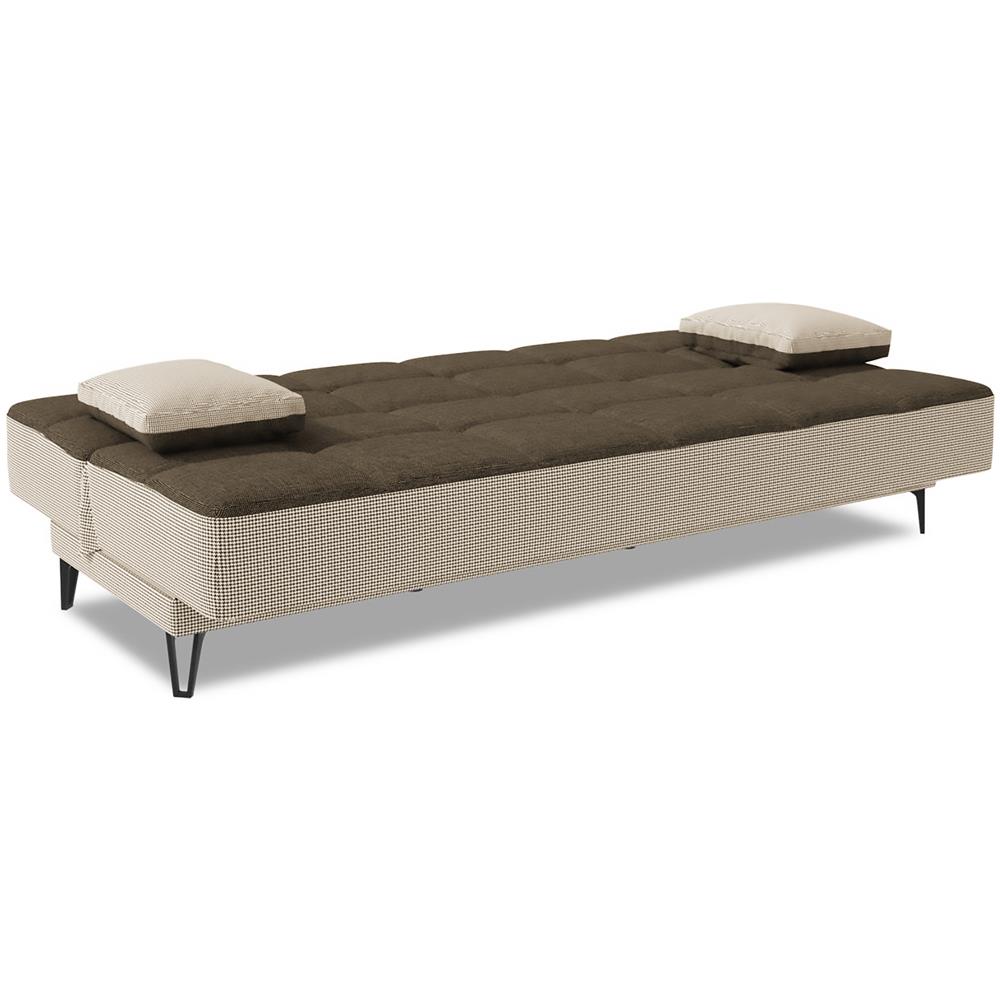 Divano Letto Jordi, Divano Letto A 3 Posti Con Piedini In Metallo Nero, Sofà Da Soggiorno In Tessuto Imbottito Con Apertura Click-clack, 190x87h97 Cm, Grigio E Marrone - Foto 4
