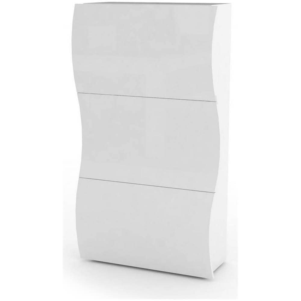 Scarpiera Leonardo, Mobile Multiuso A 3 Ante, Portascarpe Da Ingresso, 100% Made In Italy, Cm 71x27h122, Bianco Lucido - Foto 2