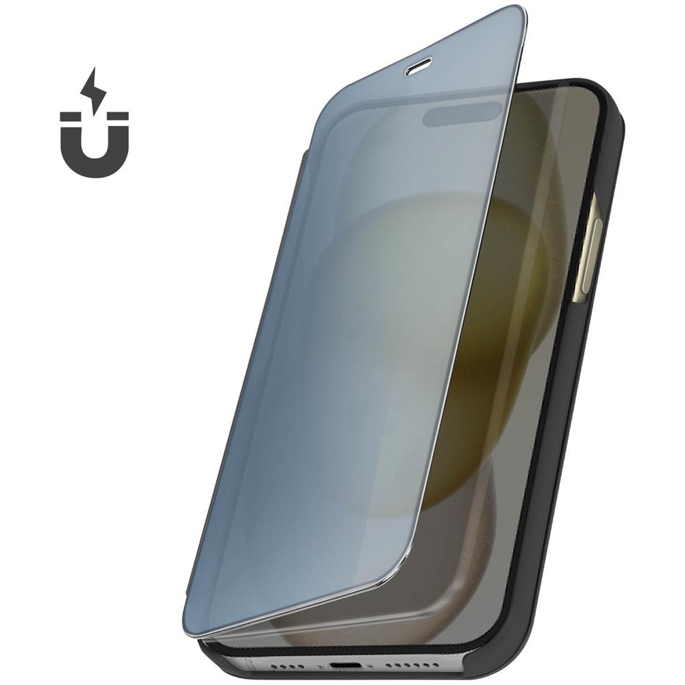 Custodia Clear View Per Iphone 15 Pro Max Effetto Specchio Supporto Nera - Foto 5