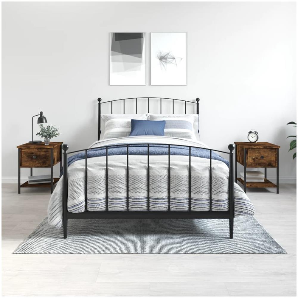 Comodini 2 Pz Rovere Fumo 34x35,5x45 Cm In Legno Multistrato - Foto 1