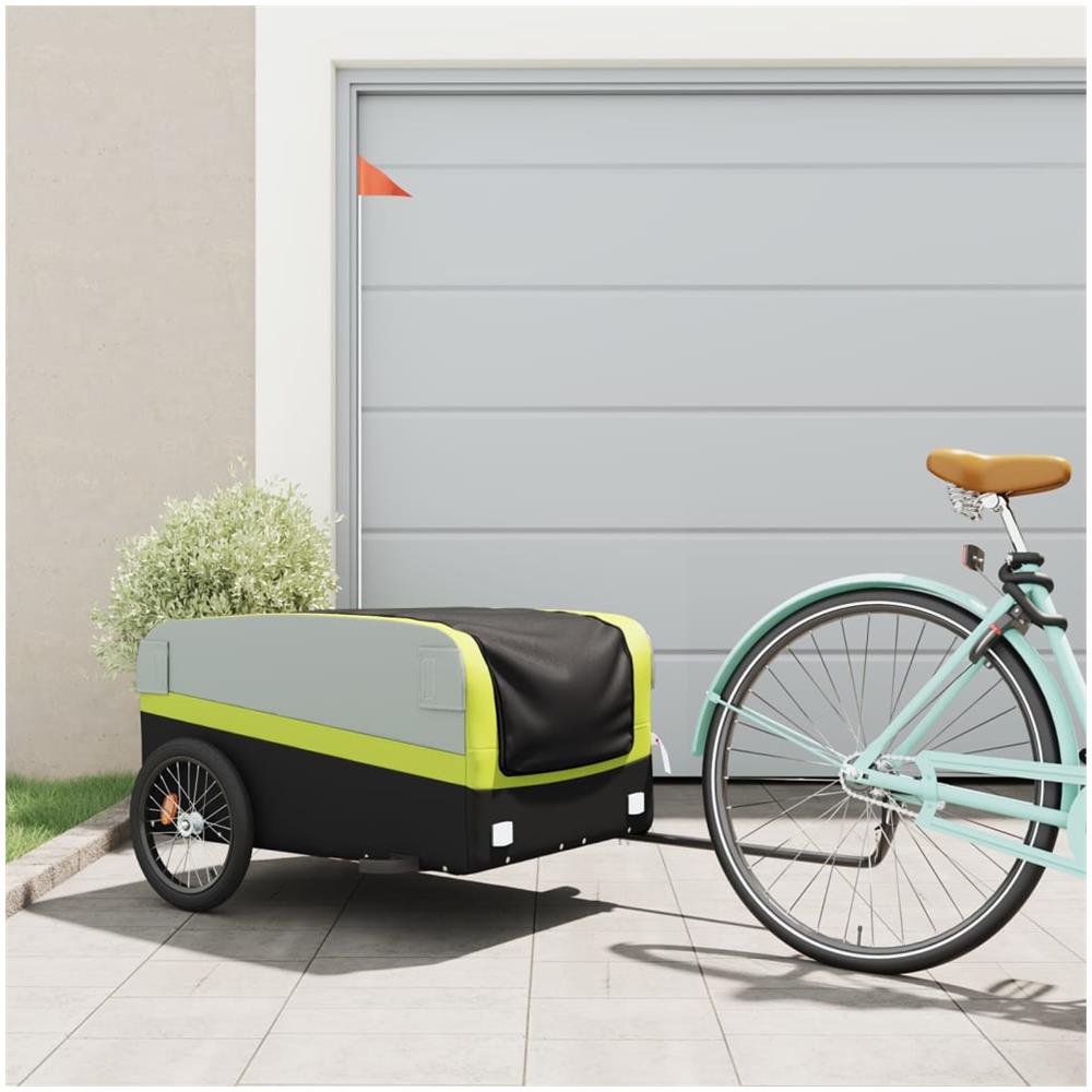 Rimorchio Da Bici Da Carico Nero E Verde 45 Kg In Ferro - Foto 1