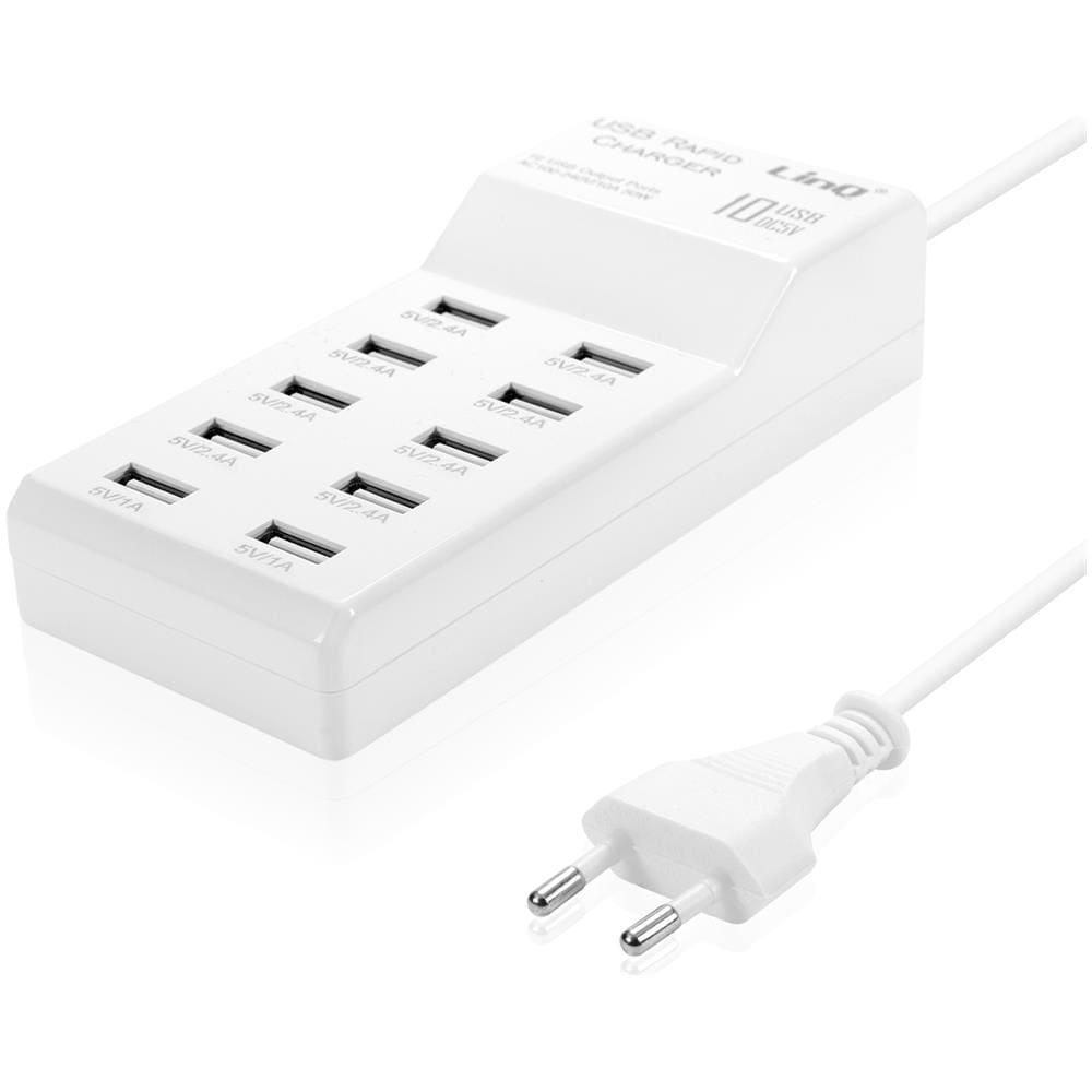 Caricabatterie Da Muro Usb 10 Porte 50w Ricarica Rapida Compatto Bianco - Foto 5