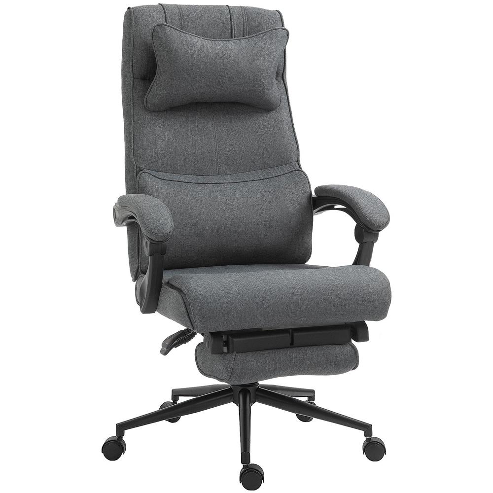 Sedia da Ufficio Ergonomica ad Altezza Regolabile con Braccioli e Poggiapiedi, 66x70x115-123 cm, Grigia - Foto 1