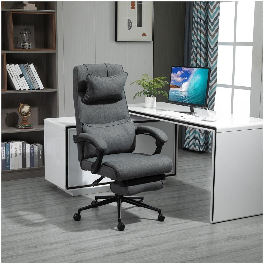 Sedia da Ufficio Ergonomica ad Altezza Regolabile con Braccioli e Poggiapiedi, 66x70x115-123 cm, Grigia - Foto 2