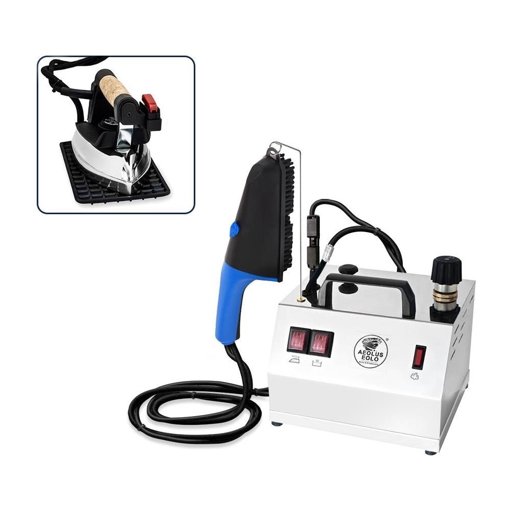 EOLO Ferro da Stiro GVS2 DUAL INOX V6 Professionale con Paravapore Spazzola a Vapore Generatore Stiro Verticale Caldaia in Rame Risparmio Energetico Anticalcare Acciaio inox Garanzia 5 Anni - Foto 1