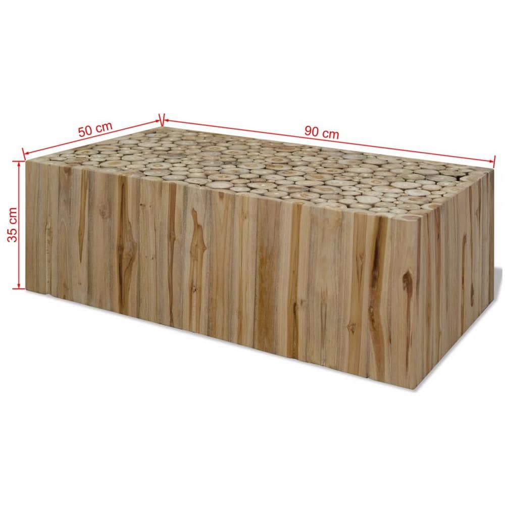 Tavolino Da Caffè In Autentico Legno Di Teak 90x50x35 Cm - Foto 7