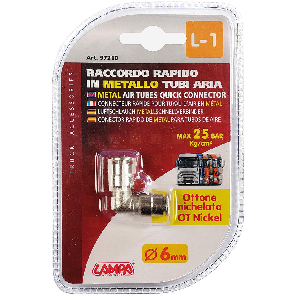 97210 Raccordo Rapido A 90? In Metallo Per Tubi Aria / 6 Mm - Foto 3