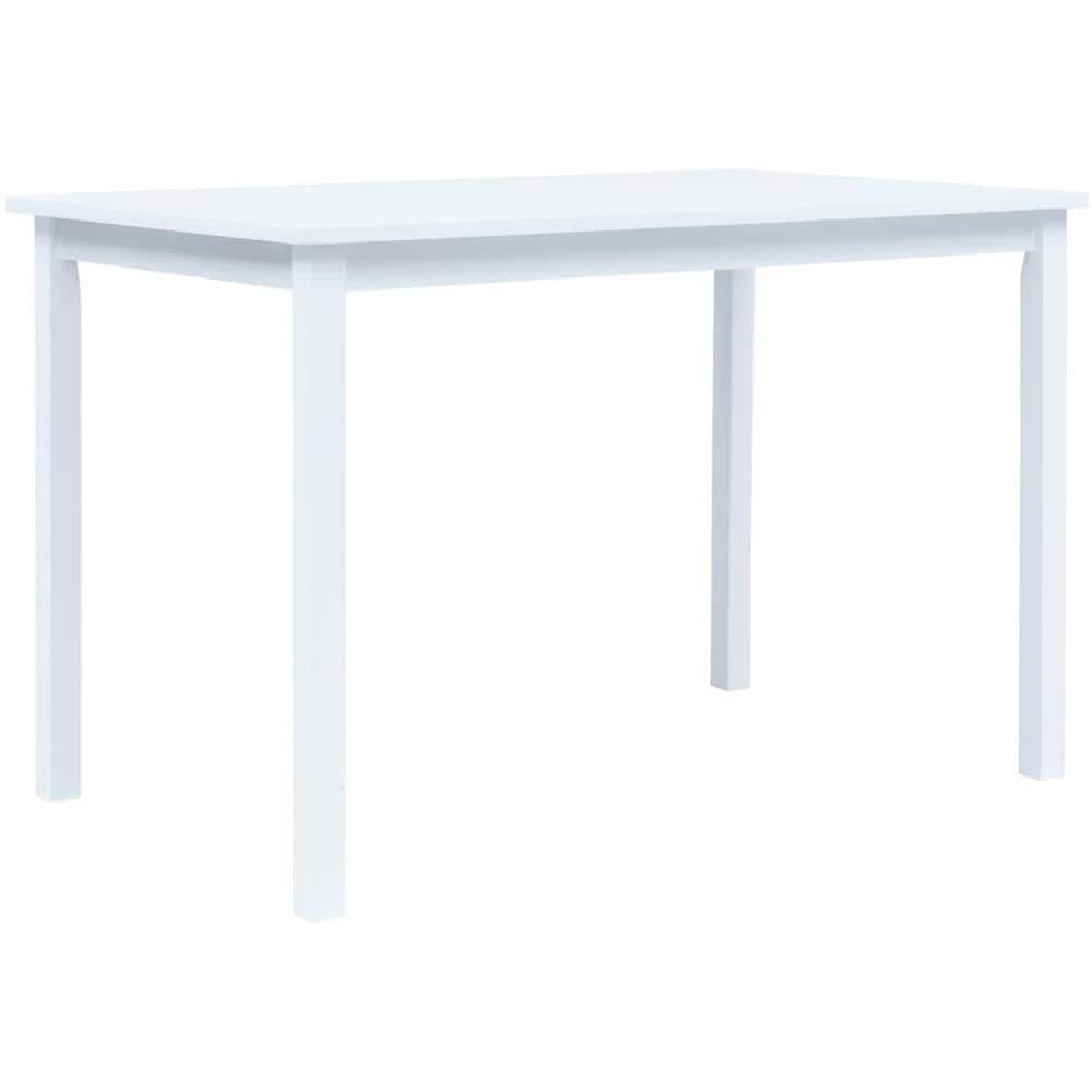 Tavolo Da Pranzo Bianco 114x71x75cm In Legno Massello Di Hevea - Foto 1