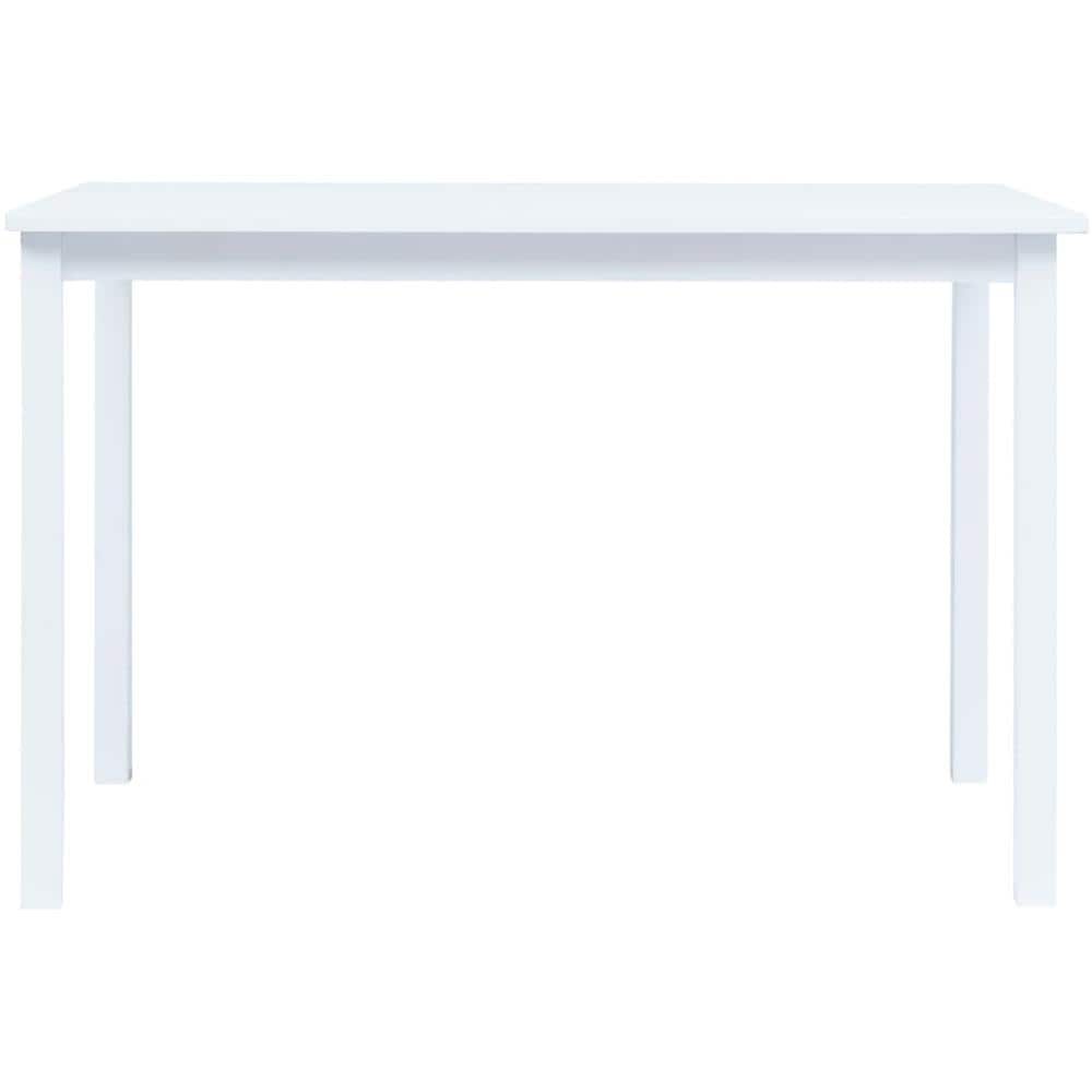 Tavolo Da Pranzo Bianco 114x71x75cm In Legno Massello Di Hevea - Foto 2