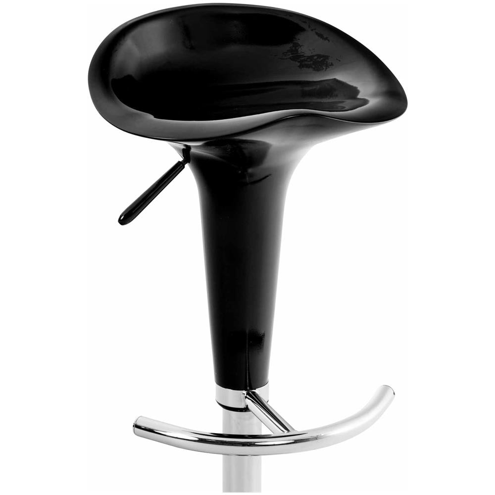 Sgabello Design SADDLE in Plastica - Sgabello Penisola Cucina con Poggiapiedi - Sgabello Girevole Regolabile H 60-81cm - Sedia Sgabello Moderna Metallo Cromato, Carico Max 120kg Nero - Foto 2