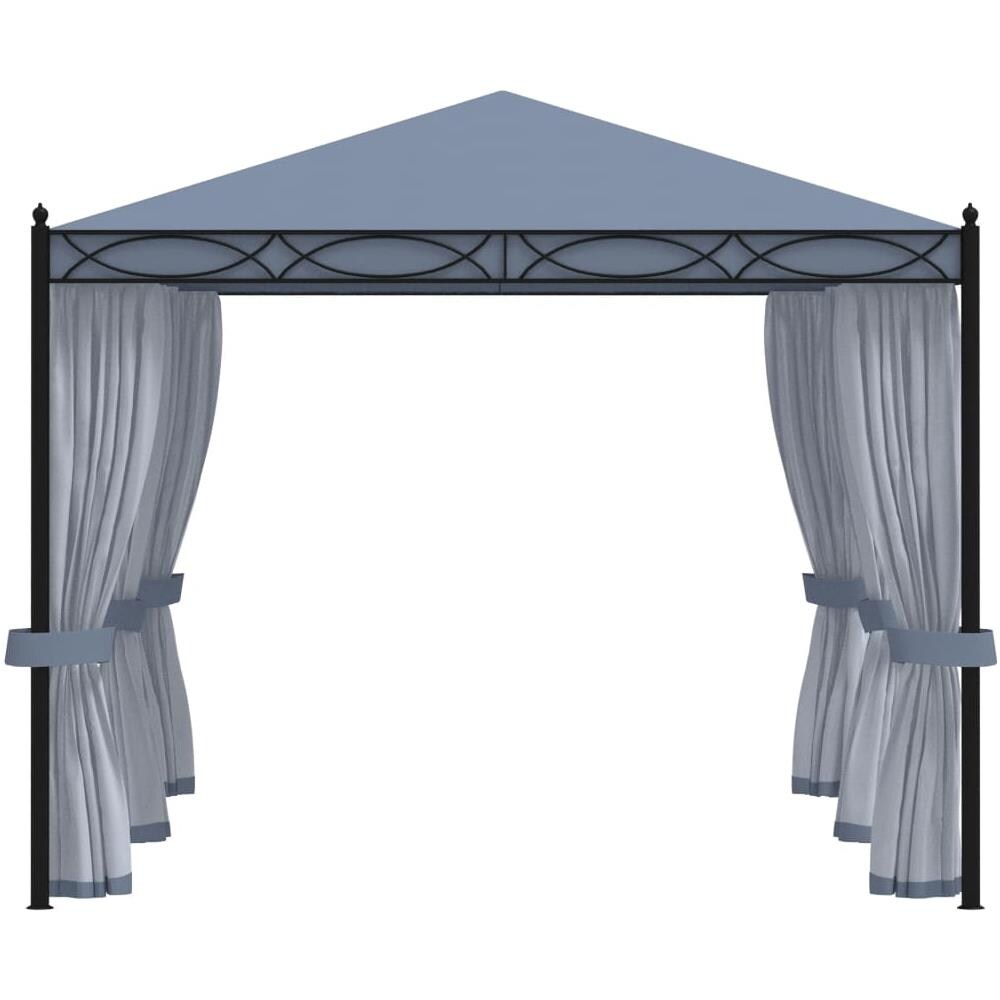 Gazebo Con Tende 3x4 Cm Antracite In Acciaio - Foto 2