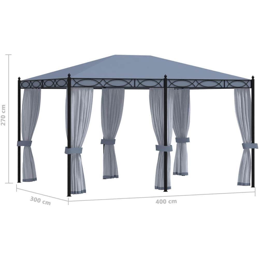 Gazebo Con Tende 3x4 Cm Antracite In Acciaio - Foto 11