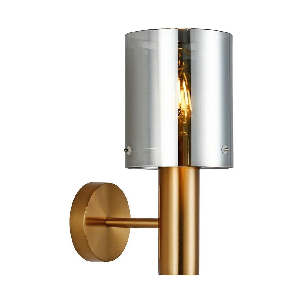 Applique Moderna In Ottone 1 Luce Con Paralume Fumè, Attacco E27 - Foto 1