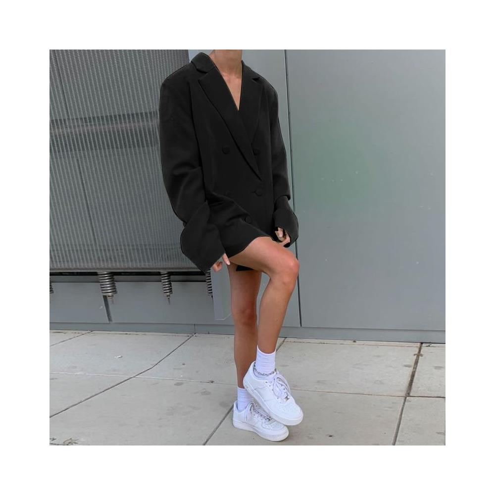 SLOWMOOSE - Giacca A Maniche Lunghe Con Blazer Doppiopetto, Cappotto Ampio  Da Donna, Autunno, Inverno, Abbigliamento Da Strada Femminile Oltre La  Taglia Più Vestiti [ nero / I] - ePRICE