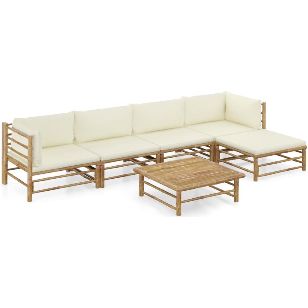 Set Divani Da Giardino 6 Pz Con Cuscini Bianco Crema In Bamb? - Foto 1