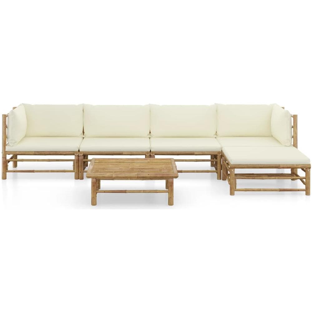 Set Divani Da Giardino 6 Pz Con Cuscini Bianco Crema In Bamb? - Foto 2
