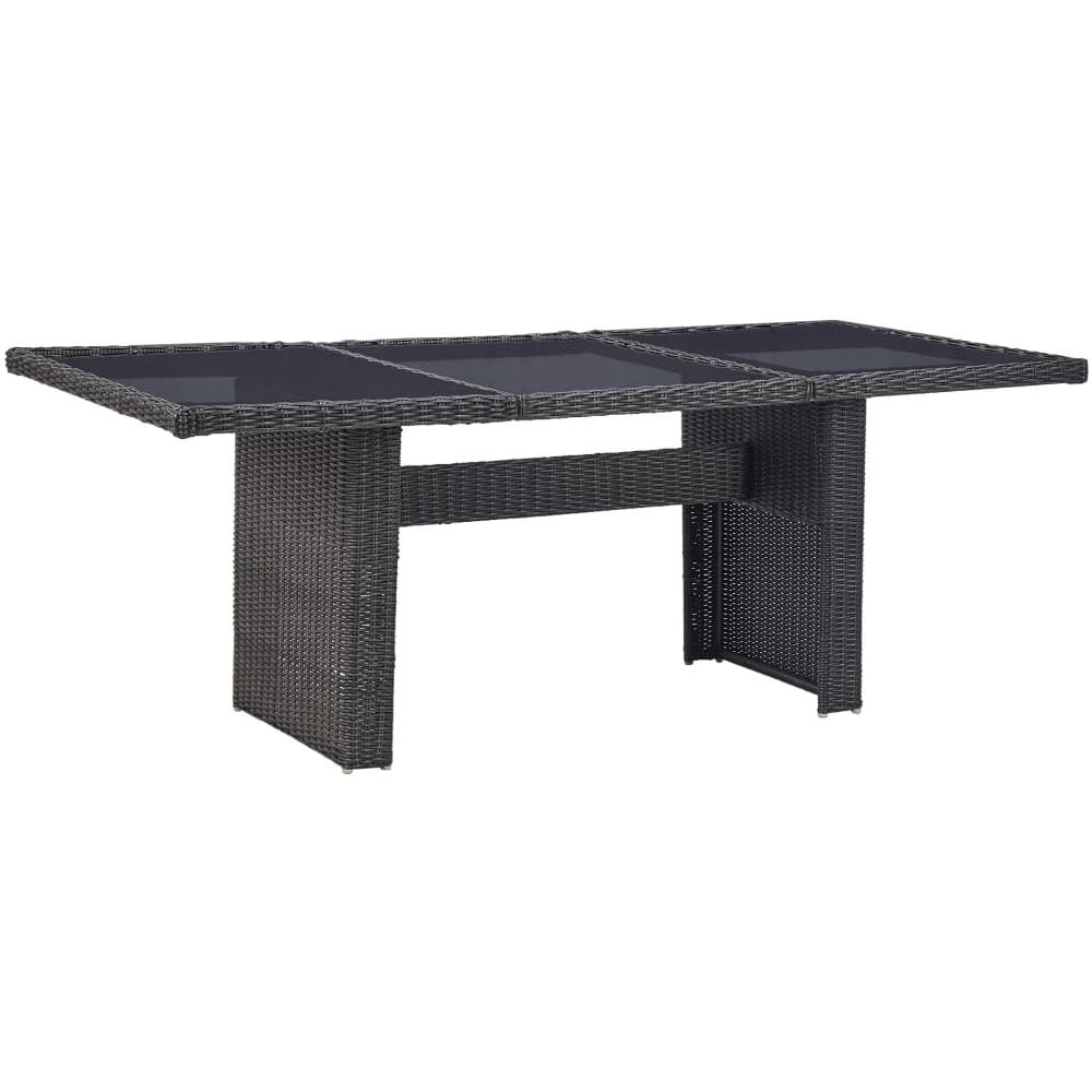 Tavolo da Giardino Nero 200x100x74 cm in Vetro e Polyrattan - Foto 1