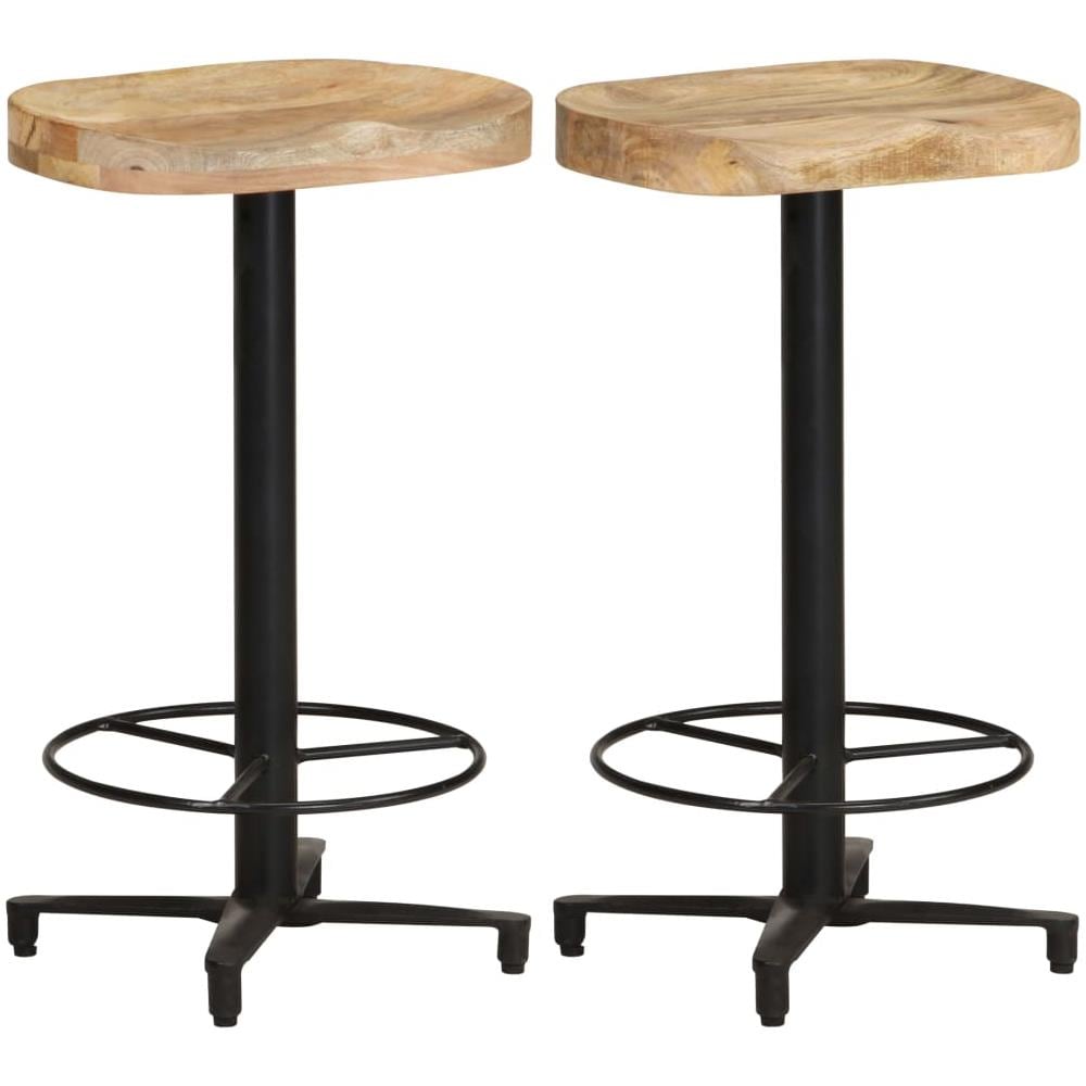 Sgabelli Da Bar 2 Pz 66 Cm In Legno Massello Di Mango - Foto 1