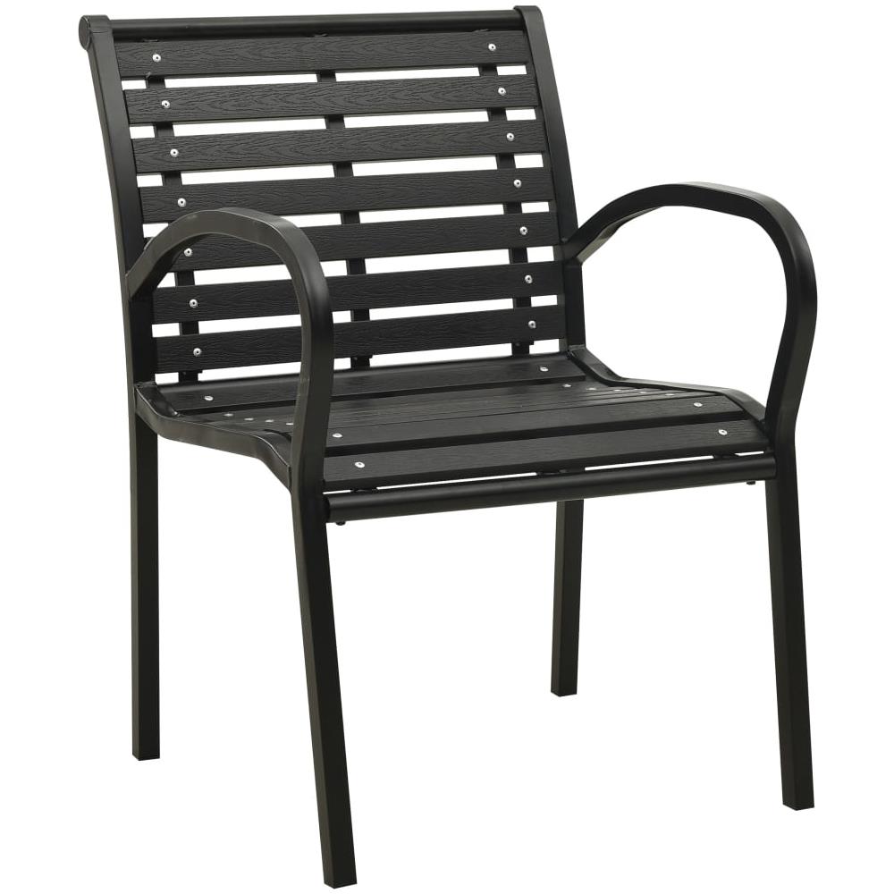 Sedie da Giardino 2 pz in Acciaio e WPC Nere - Foto 3