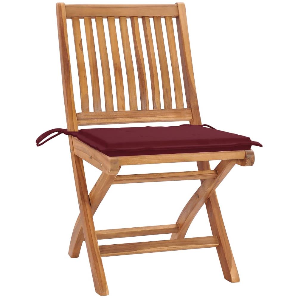 Sedie da Giardino Pieghevoli con Cuscini 4 pz Massello di Teak - Foto 2