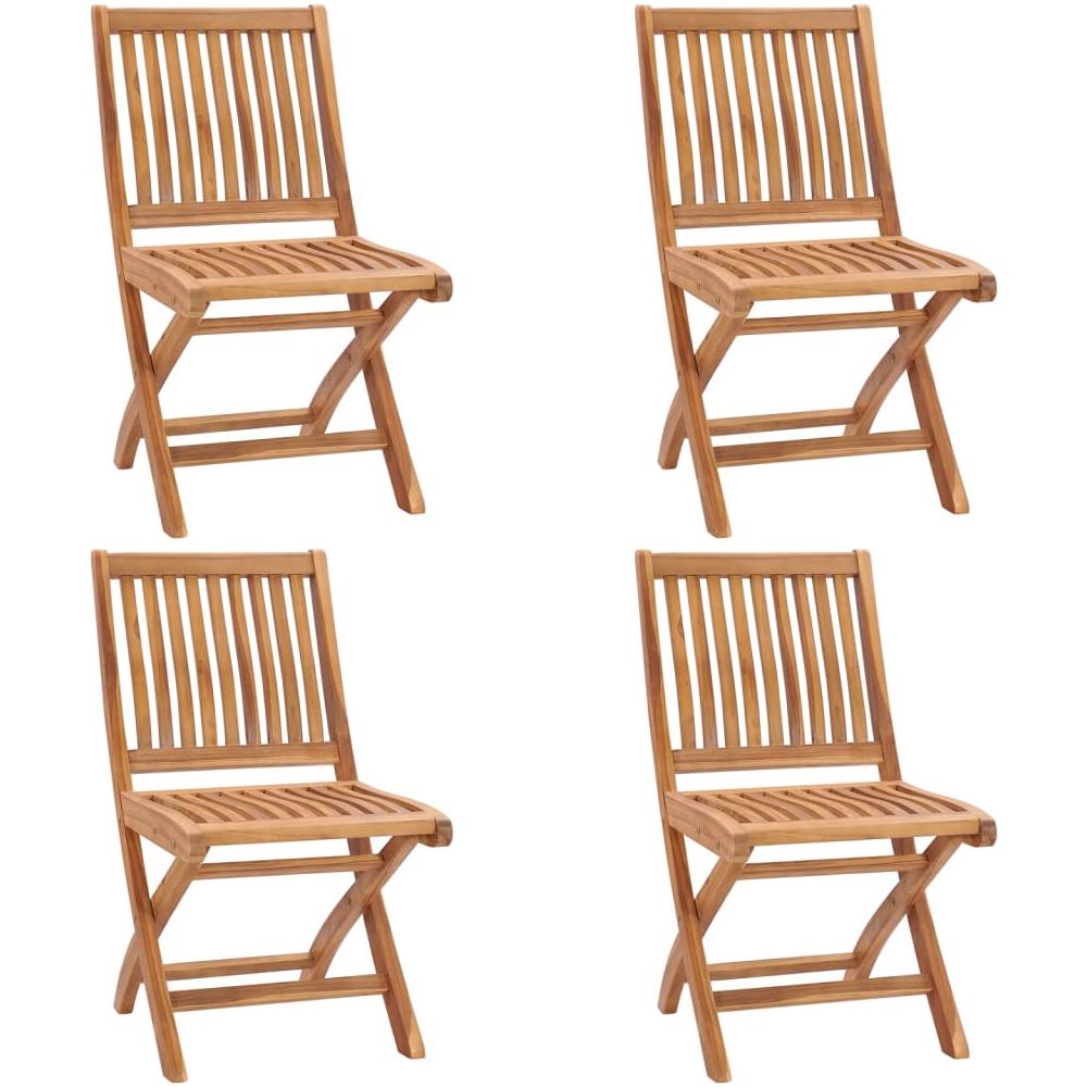 Sedie da Giardino Pieghevoli con Cuscini 4 pz Massello di Teak - Foto 3