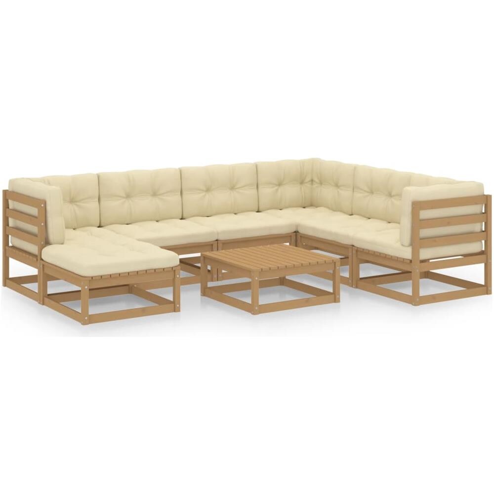 Set Divani Da Giardino 8 Pz Con Cuscini Legno Massello Di Pino - Foto 1